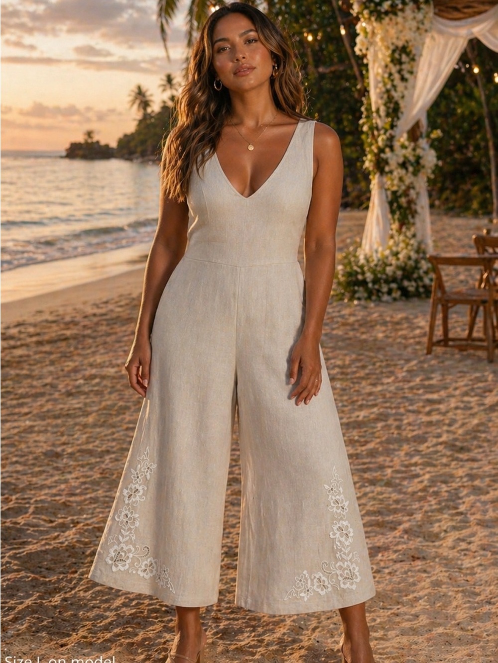 4 love and liberty Johnny Was Embroidered Jumpsuit Linen